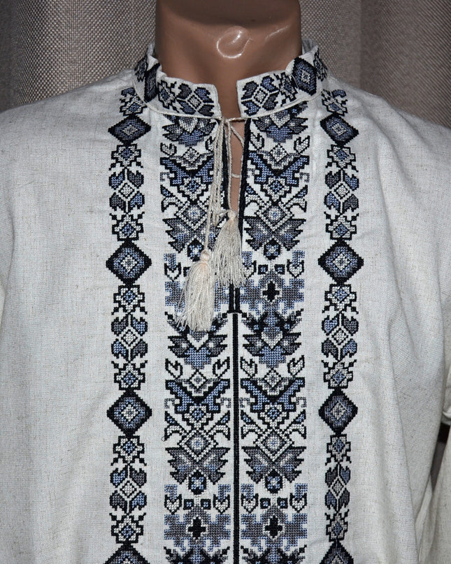 Grey shirt with cross embroidery