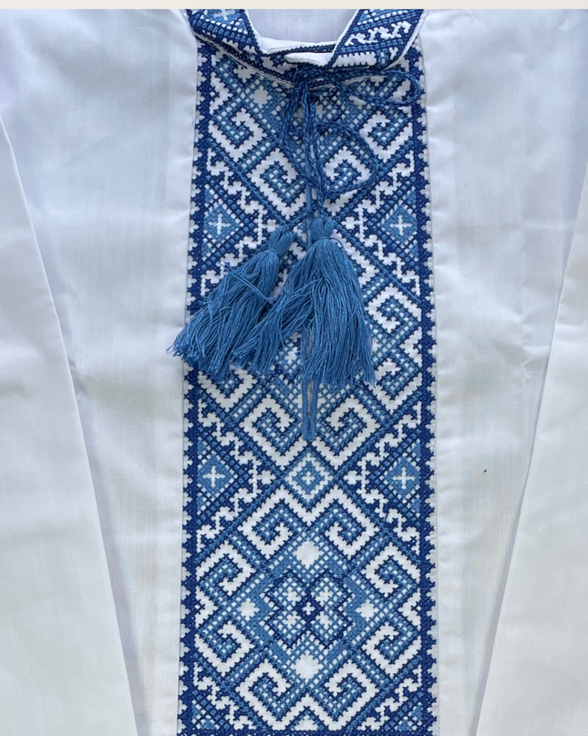 Boy white shirt with red cross embroidery