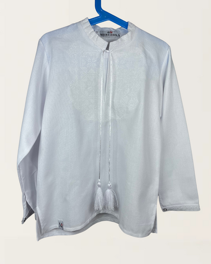 Boy white shirt with white embroidery