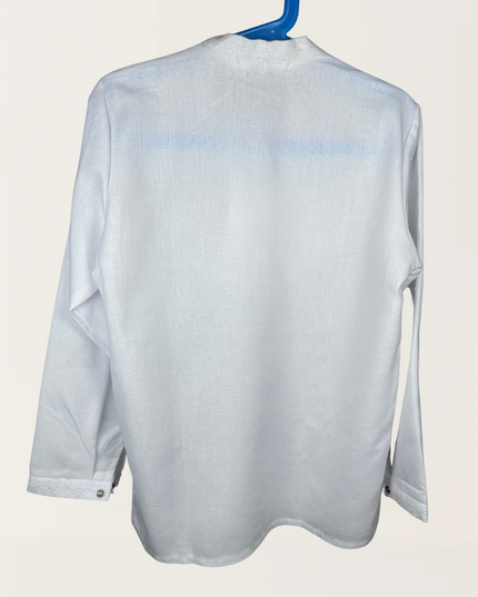 Boy white shirt with white embroidery