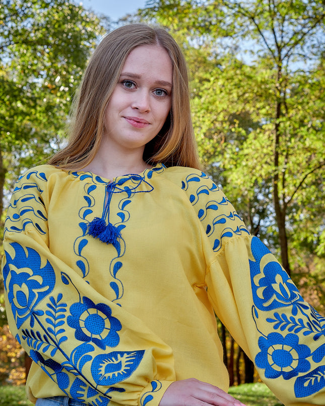 Large flowers yellow shirt