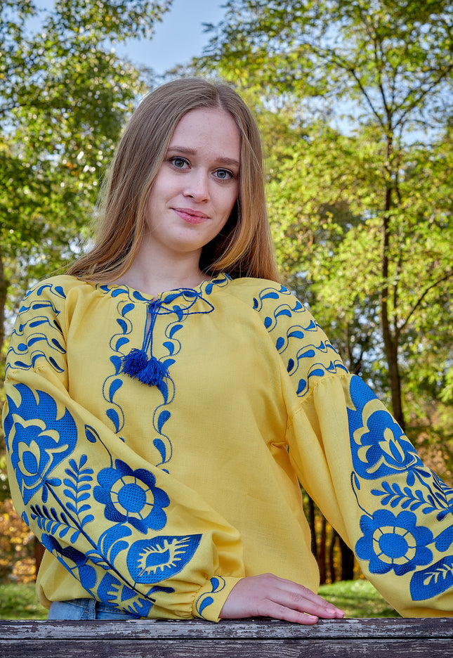 Large flowers yellow shirt