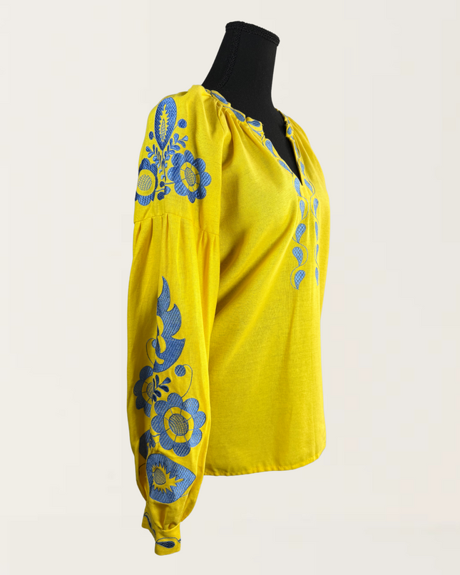 Large flowers yellow shirt