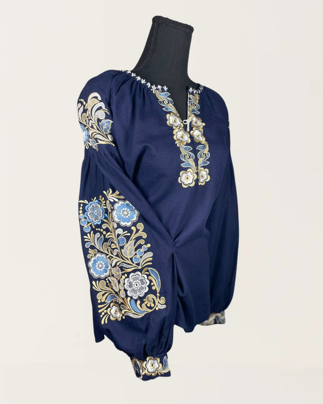 Blue blouse with flowers