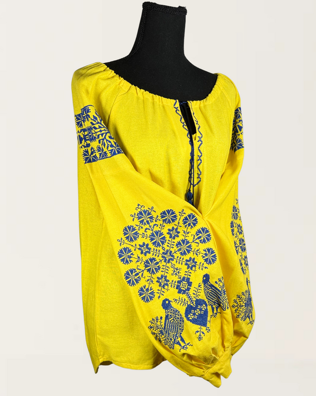 "Doves" Cross-Stitch Embroidered Blouse