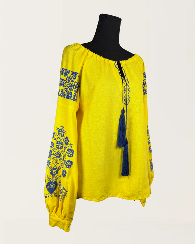"Doves" Cross-Stitch Embroidered Blouse