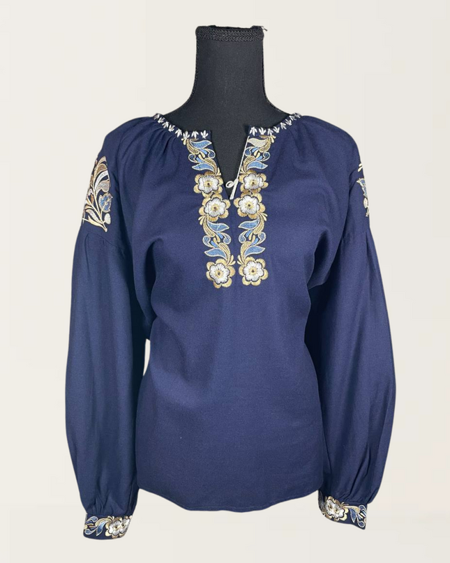 Blue blouse with flowers