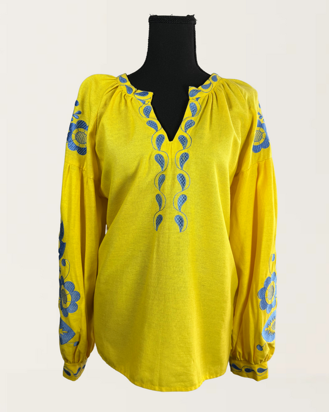 Large flowers yellow shirt
