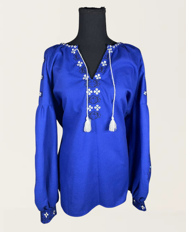 Tree of life electric blue blouse