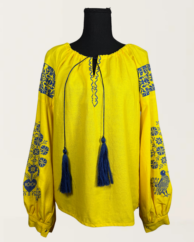 "Doves" Cross-Stitch Embroidered Blouse