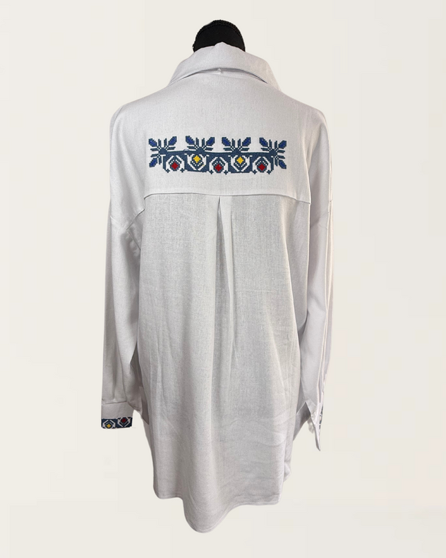 White shirt with cross embroidery