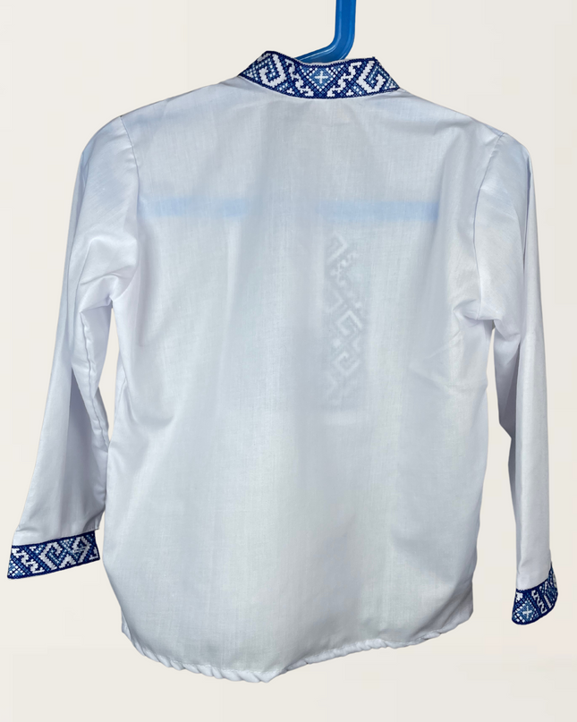 Boy white shirt with red cross embroidery