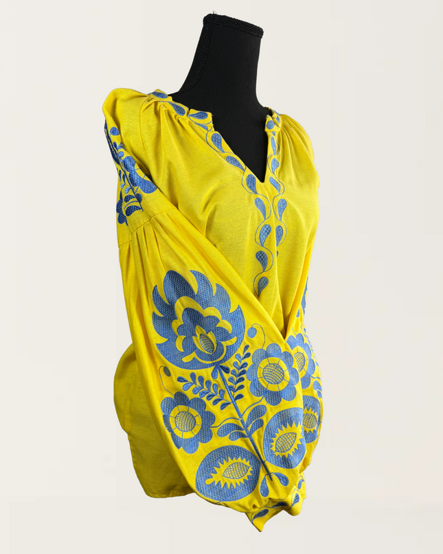 Large flowers yellow shirt