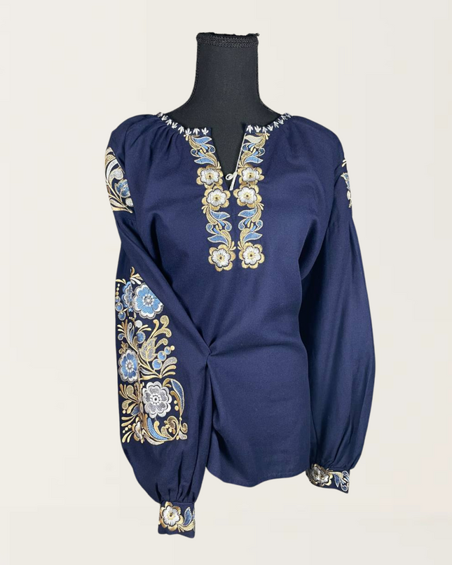 Blue blouse with flowers