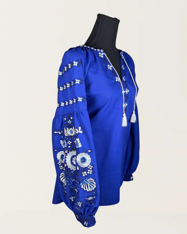 Tree of life electric blue blouse