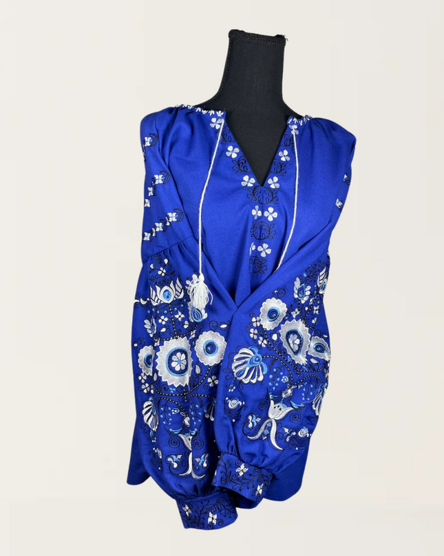 Tree of life electric blue blouse