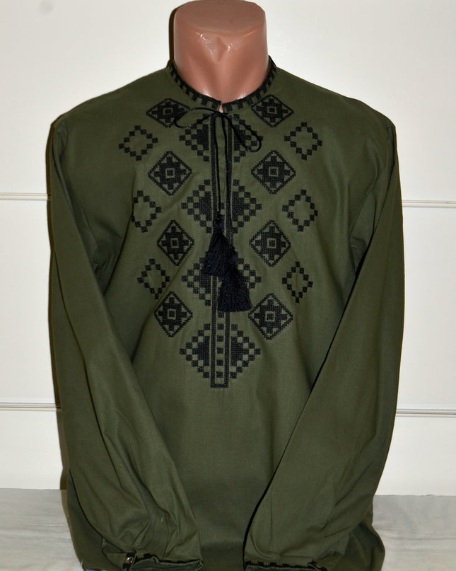 "Miroslav" embroidery shirt with rhombs