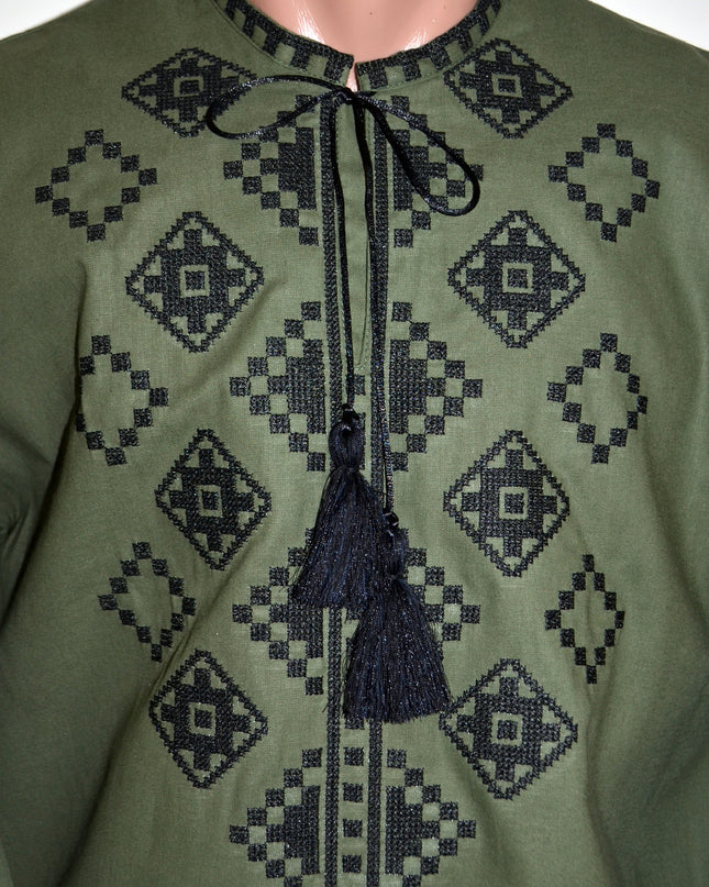 "Miroslav" embroidery shirt with rhombs
