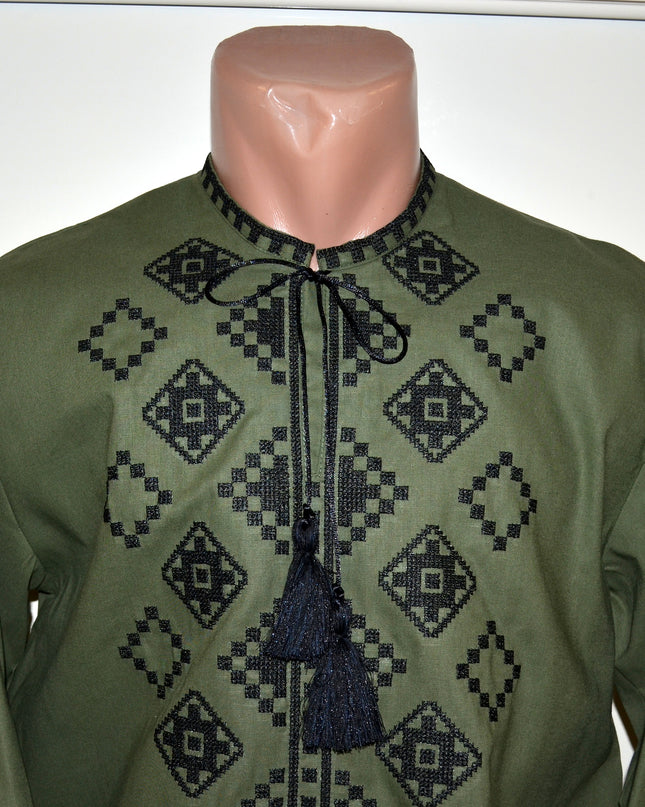 "Miroslav" embroidery shirt with rhombs