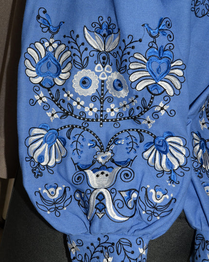 "Tree of life" sky blue embroidery shirt