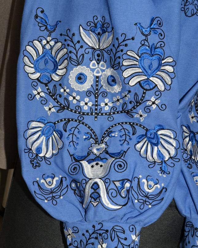 "Tree of life" sky blue embroidery shirt