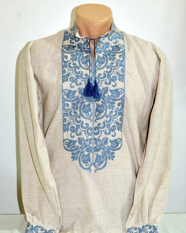 Linen beige embroidery shirt