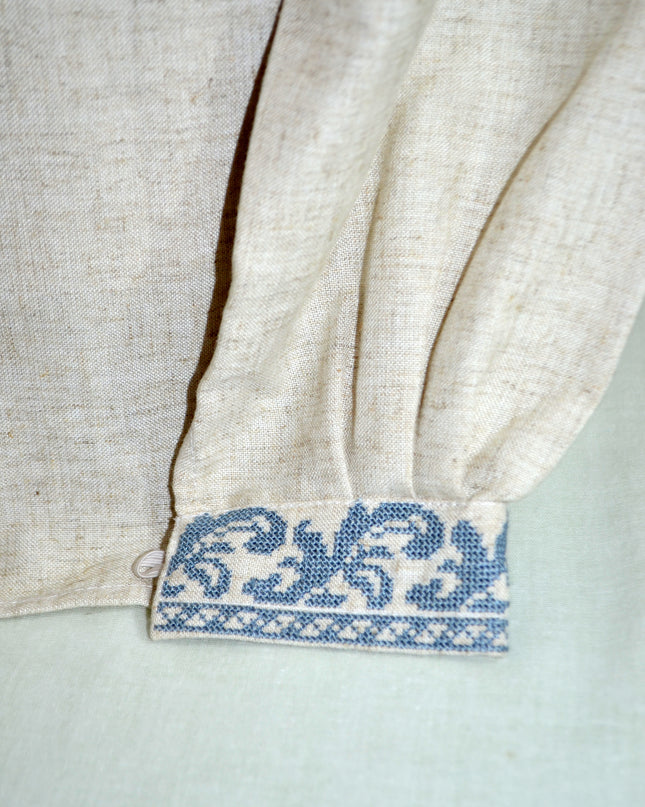 Linen beige embroidery shirt