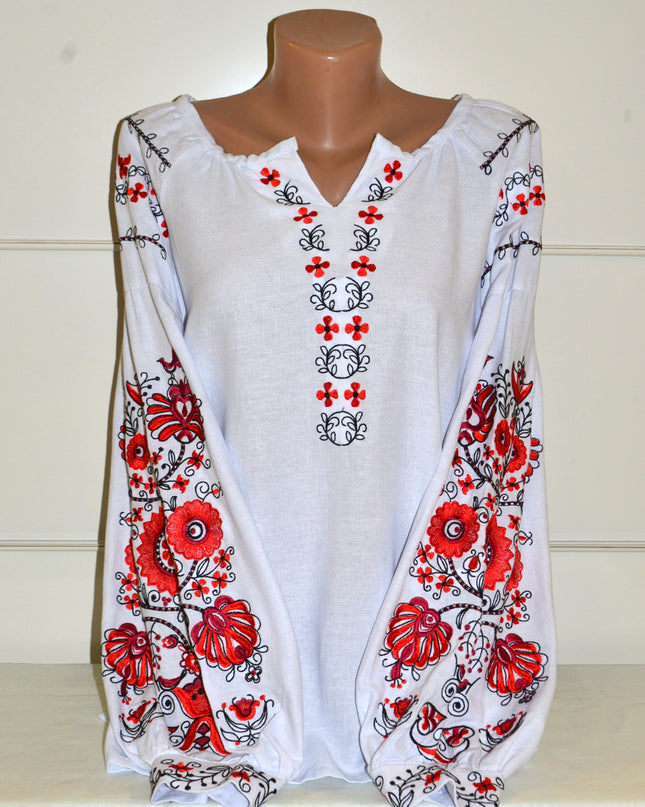 "Tree of life" white embroidery shirt