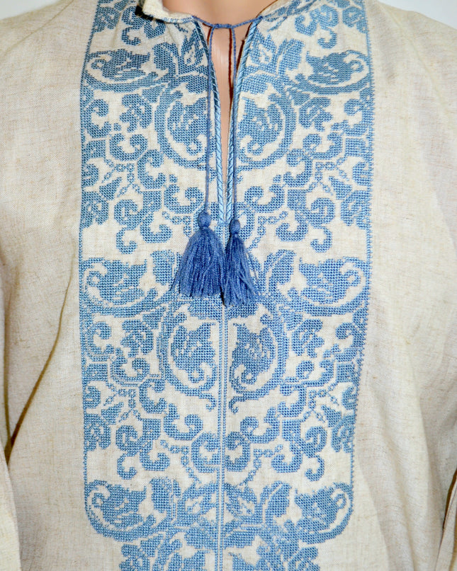 Linen beige embroidery shirt
