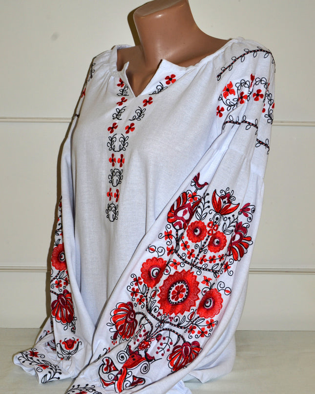 "Tree of life" white embroidery shirt