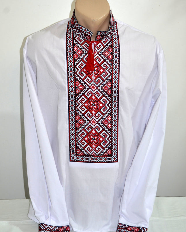 White shirt with red ornament