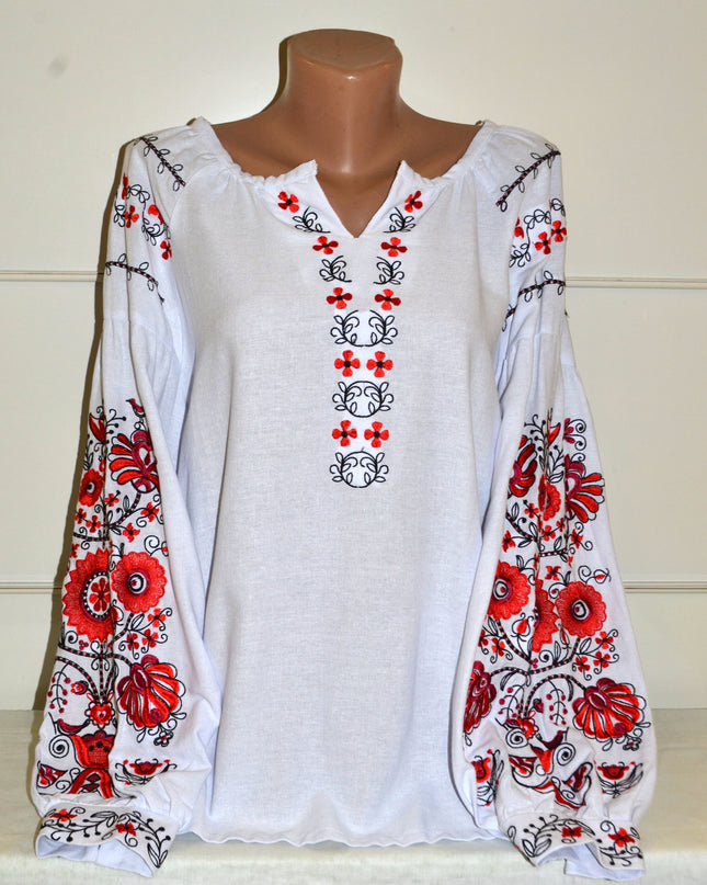 "Tree of life" white embroidery shirt