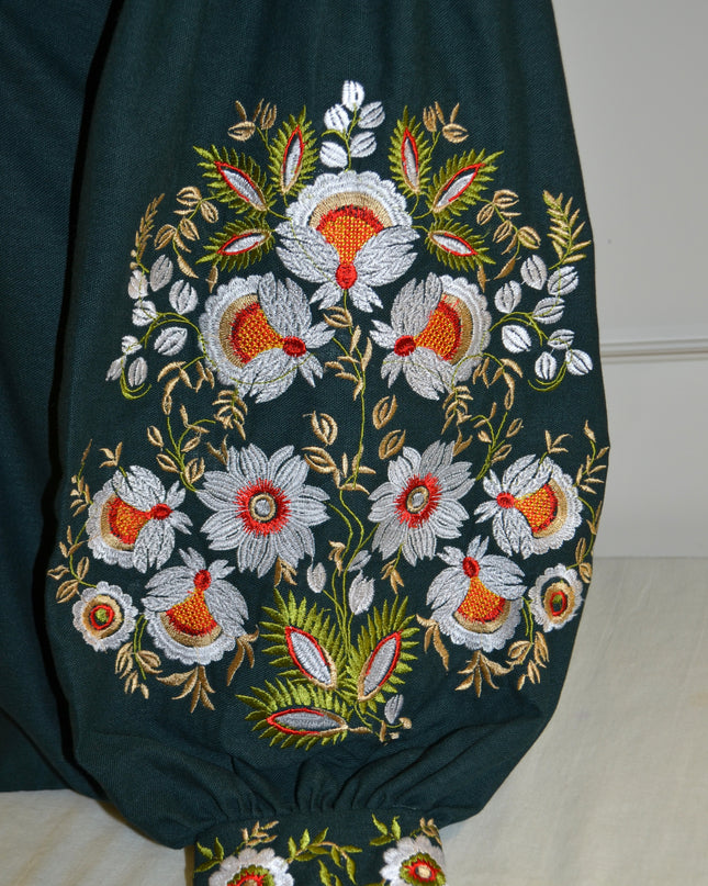 Dark green shirt with daisies