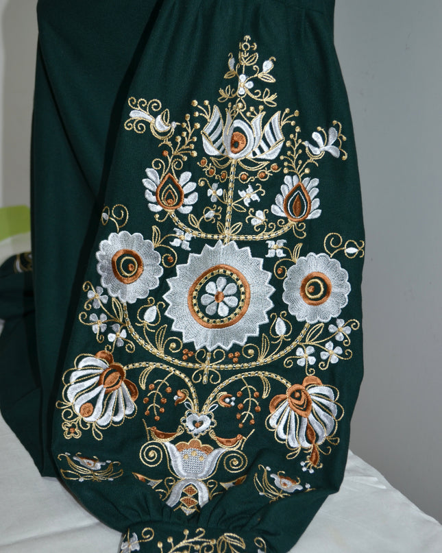 "Tree of life" green embroidery shirt