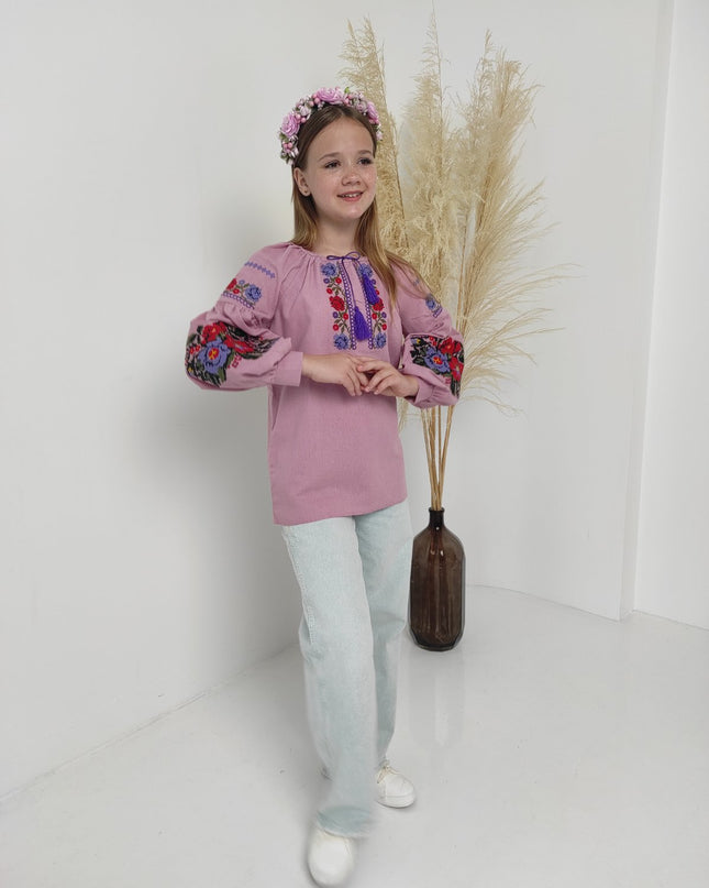 "Khmelnychanka" purple girl blouse