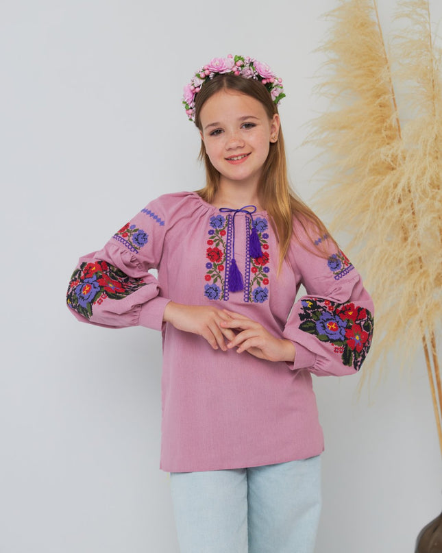 "Khmelnychanka" purple girl blouse