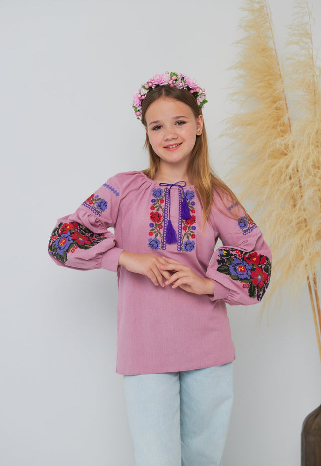 "Khmelnychanka" purple girl blouse